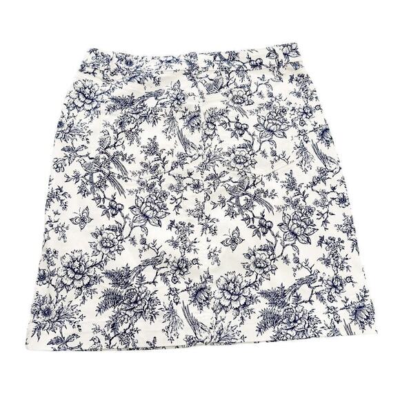 Talbots Flower Printed Denim Pencil Skirt Blue White Size 6 MINT - Picture 2 of 7